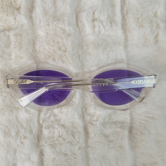 QUAY // ltd ed kylie jenner retro-chic clear frame lavender lens sunglasses QUAY // ltd ed kylie jenner retro-chic clear frame lavender  main image 4